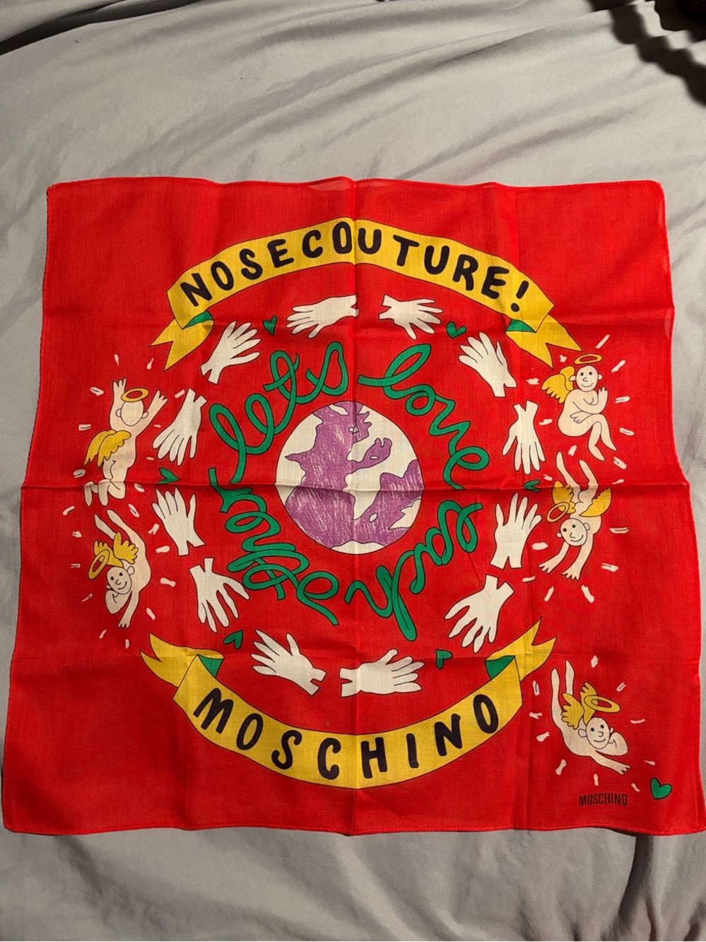 Moschino Red Graphic Decorative Scarf